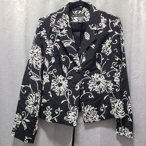 INC International Concepts Floral Sport Coat Blazer Black Womens‎ Size 10